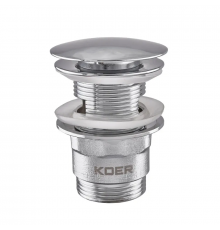 Донний клапан для раковини з переливом Koer PW-03-01 автоматичний (Click-Clack) (Колір хром) 1 1/4'