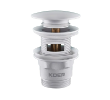 Донний клапан для раковини з переливом Koer PW-03-03 автоматичний (Click-Clack) (Колір білий) 1 1/4