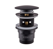 Донний клапан для раковини з переливом Koer PW-03-05 автоматичний (Click-Clack) (Колір чорний) 1 1/