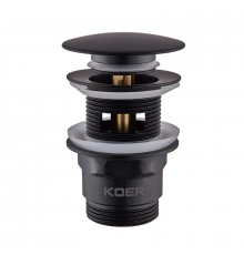 Донний клапан для раковини з переливом Koer PW-03-05 автоматичний (Click-Clack) (Колір чорний) 1 1/