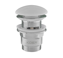 Донный клапан для раковины с переливом Koer PW-03-11 автоматический (Click-Clack) (Белая керамическая нак