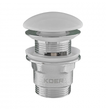 Донний клапан для раковини з переливом Koer PW-03-11 автоматичний (Click-Clack) (Біла керамічна нак