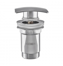Донний клапан для раковини з переливом Koer PW-04-01 автоматичний (Click-Clack) (Колір хром) 1 1/4'