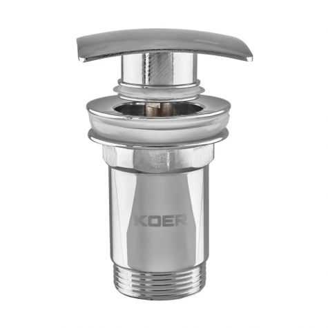 Донний клапан для раковини з переливом Koer PW-04-01 автоматичний (Click-Clack) (Колір хром) 1 1/4'