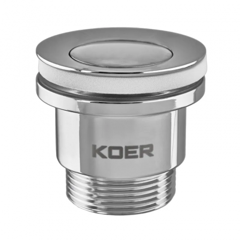 Донний клапан для раковини універсальний (з/без переливу) Koer PW-02-01 автоматичний (Click-Clack)