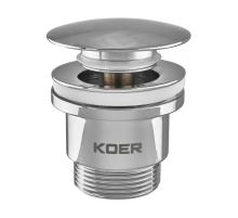 Донний клапан для раковини універсальний (з/без переливу) Koer PW-01-01 автоматичний (Click-Clack)