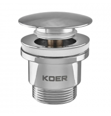 Донний клапан для раковини універсальний (з/без переливу) Koer PW-01-01 автоматичний (Click-Clack)