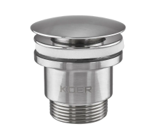 Донний клапан для раковини універсальний (з/без переливу) Koer PW-01-02 автоматичний (Click-Clack)