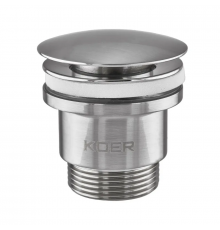 Донний клапан для раковини універсальний (з/без переливу) Koer PW-01-02 автоматичний (Click-Clack)