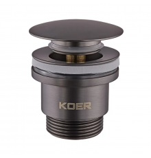 Донний клапан для раковини універсальний (з/без переливу) Koer PW-01-07 автоматичний (Click-Clack)