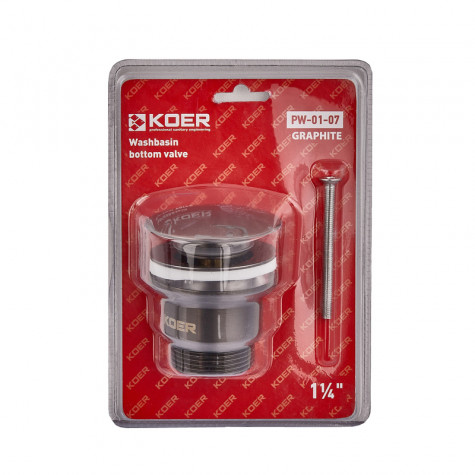 Донний клапан для раковини універсальний (з/без переливу) Koer PW-01-07 автоматичний (Click-Clack)