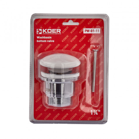 Донний клапан для раковини універсальний (з/без переливу) Koer PW-01-11 автоматичний (Click-Clack)
