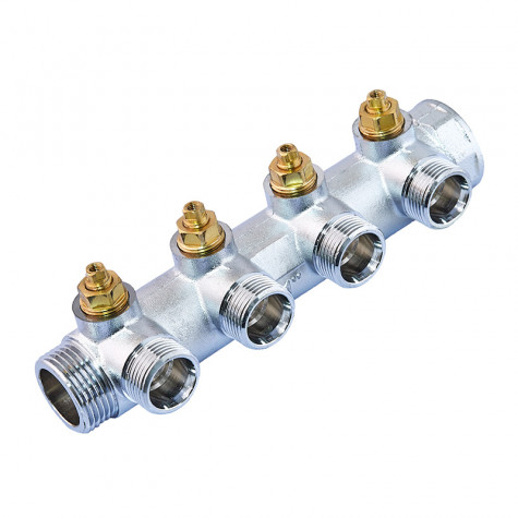 Колектор вентильний з адаптером Koer KR.1127-4 - 1"x4 - 3/4 Ways (євроконус-площина) (KR4948)