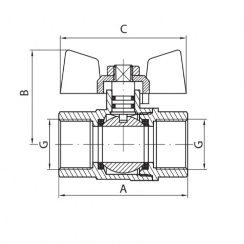 Кран кульовий Koer KG.207 - 1/2" FF ГГМ (газ) (KR4958) Кран кульовий Koer KG.207 - 1/2" FF ГГМ (газ) (KR4958)