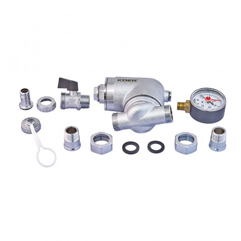 Фільтр тонкого очищення з поворотним з'єднанням та манометром Koer KR.1240 - 1/2" (KR4970)