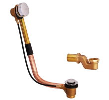 Сифон для ванни Koer BD-02-01 напівавтоматичний з переливом, без ревізії (Колір хром) 1 1/2'' (KR51