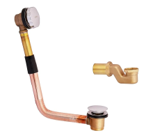 Сифон для ванни Koer BD-01-01 автоматичний (Click-Clack) з переливом, без ревізії (Колір хром) 1 1/