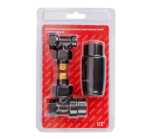 Комплект для підключення радіатора Koer SET-24.Black - 1/2'' кутовий з термоголовкою (KR5283)