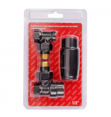 Комплект для підключення радіатора Koer SET-24.Black - 1/2'' кутовий з термоголовкою (KR5283)