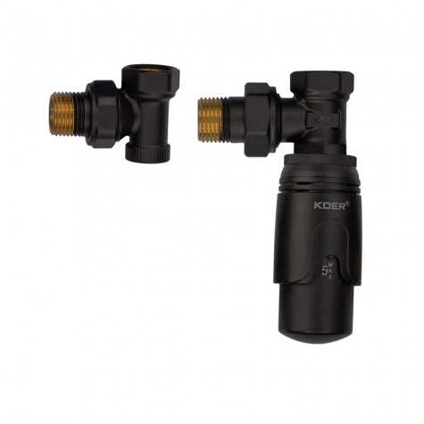 Комплект для підключення радіатора Koer SET-24.Black - 1/2'' кутовий з термоголовкою (KR5283)
