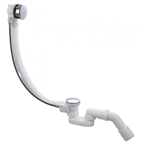 Сифон для ванни Koer BD-04-01 напівавтоматичний з переливом, без ревізії (Колір хром) 1 1/2'' (KR54