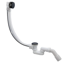 Сифон для ванни Koer BD-04-05 напівавтоматичний з переливом, без ревізії (Колір чорний) 1 1/2'' (KR