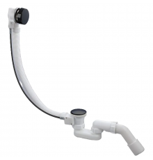 Сифон для ванни Koer BD-04-05 напівавтоматичний з переливом, без ревізії (Колір чорний) 1 1/2'' (KR