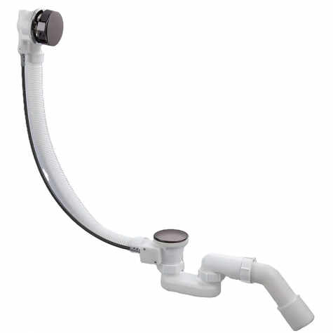 Сифон для ванни Koer BD-04-07 напівавтоматичний з переливом, без ревізії (Колір графітовий) 1 1/2''