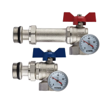 Комплект кранів Koer Set-26 - 1" з роз'ємним з'єднанням та термометром для колекторної групи (KR547