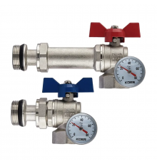 Комплект кранов Koer Set-26 – 1" с разъемным соединением и термометром для коллекторной группы (KR547