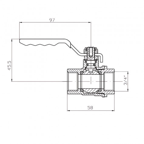 Кран кульовий ГГВ Koer Extreme KE.214-20 - 3/4" FF ручка "важіль" червона (KR5745)