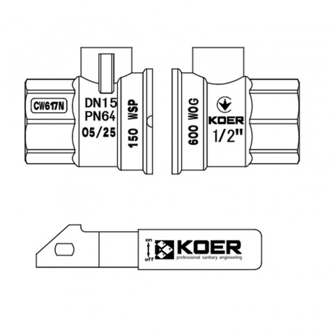 Кран кульовий ГГВ Koer Extreme KE.214-20 - 3/4" FF ручка "важіль" червона (KR5745)