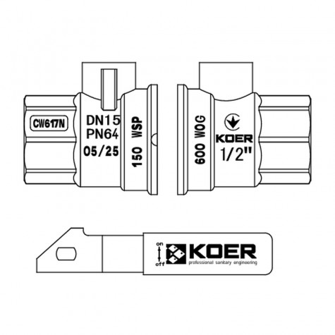Кран кульовий ГШВ Koer Extreme KE.215-25 - 1" FM ручка "важіль" червона (KR5752)