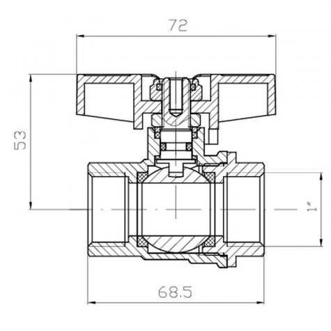 Кран кульовий ГГМ Koer Extreme KE.217-25 - 1" FF ручка "метелик" червона (KR5758)