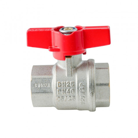 Кран кульовий ГГМ Koer Extreme KE.217-25 - 1" FF ручка "метелик" червона (KR5758)