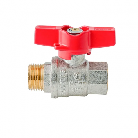 Кран кульовий ГШМ Koer Extreme KE.218-15 - 1/2" FM ручка "метелик" червона (KR5759)