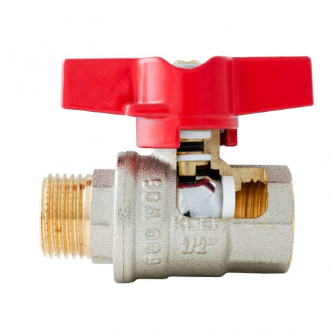 Кран кульовий ГШМ Koer Extreme KE.218-15 - 1/2" FM ручка "метелик" червона (KR5759)