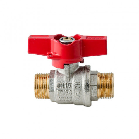 Кран кульовий ШШМ Koer Extreme KE.219-15 - 1/2" MM ручка "метелик" червона (KR5762)