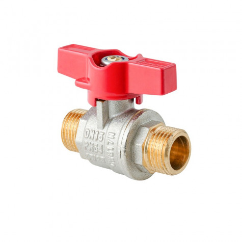 Кран кульовий ШШМ Koer Extreme KE.219-15 - 1/2" MM ручка "метелик" червона (KR5762)