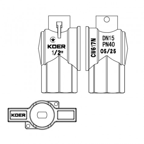 Кран з американкою кутовий Koer Extreme KE.228-15 - 1/2" ручка "метелик" червона (KR5763)