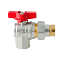 Кран з американкою кутовий Koer Extreme KE.228-20 - 3/4" ручка "метелик" червона (KR5764)