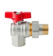 Кран з американкою кутовий Koer Extreme KE.228-20 - 3/4" ручка "метелик" червона (KR5764)