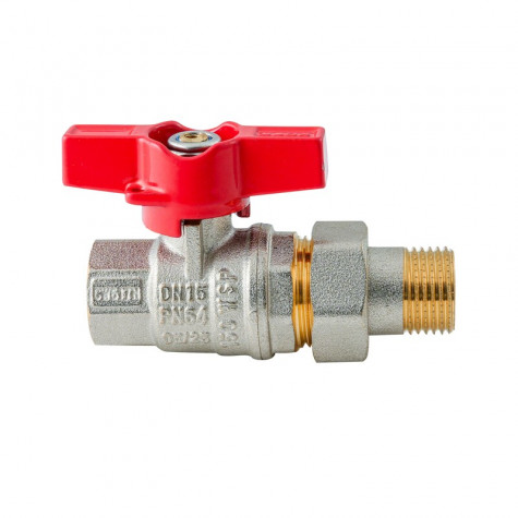 Кран з американкою Koer Extreme KE.227-15 - 1/2" ручка "метелик" червона (KR5765)