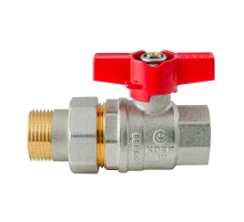 Кран з американкою Koer Extreme KE.227-25 - 1" ручка "метелик" червона (KR5767)