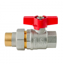 Кран з американкою Koer Extreme KE.227-25 - 1" ручка "метелик" червона (KR5767)