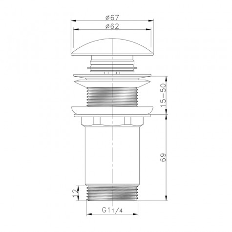 Донний клапан для раковини Koer PW-08-11 1 1/4''  без переливу автоматичний СLICK-СLACK (Біла керам