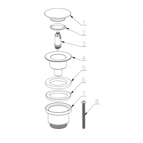 Донний клапан для раковини Koer PW-11-01 1 1/4''  універсальний (з/без перел) СLICK-СLACK (Колір хр
