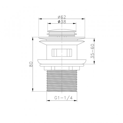 Донний клапан для раковини Koer PW-09-01 1 1/4'' з переливом автоматичний СLICK-СLACK (Колір хром)