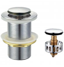 Донний клапан для раковини Koer PW-10-01 1 1/4''  без переливу автоматичний СLICK-СLACK (Колір хром