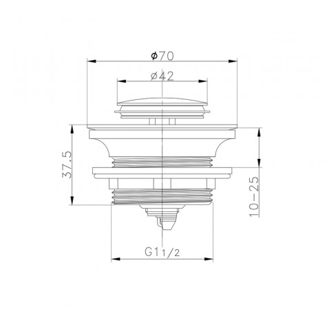 Донний клапан для ванни Koer PW-06-01 1 1/2'' автоматичний СLICK-СLACK (Колір хром) (KR5799)